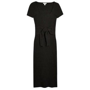 TopShop Ribbed Tie Waist Midi Dress